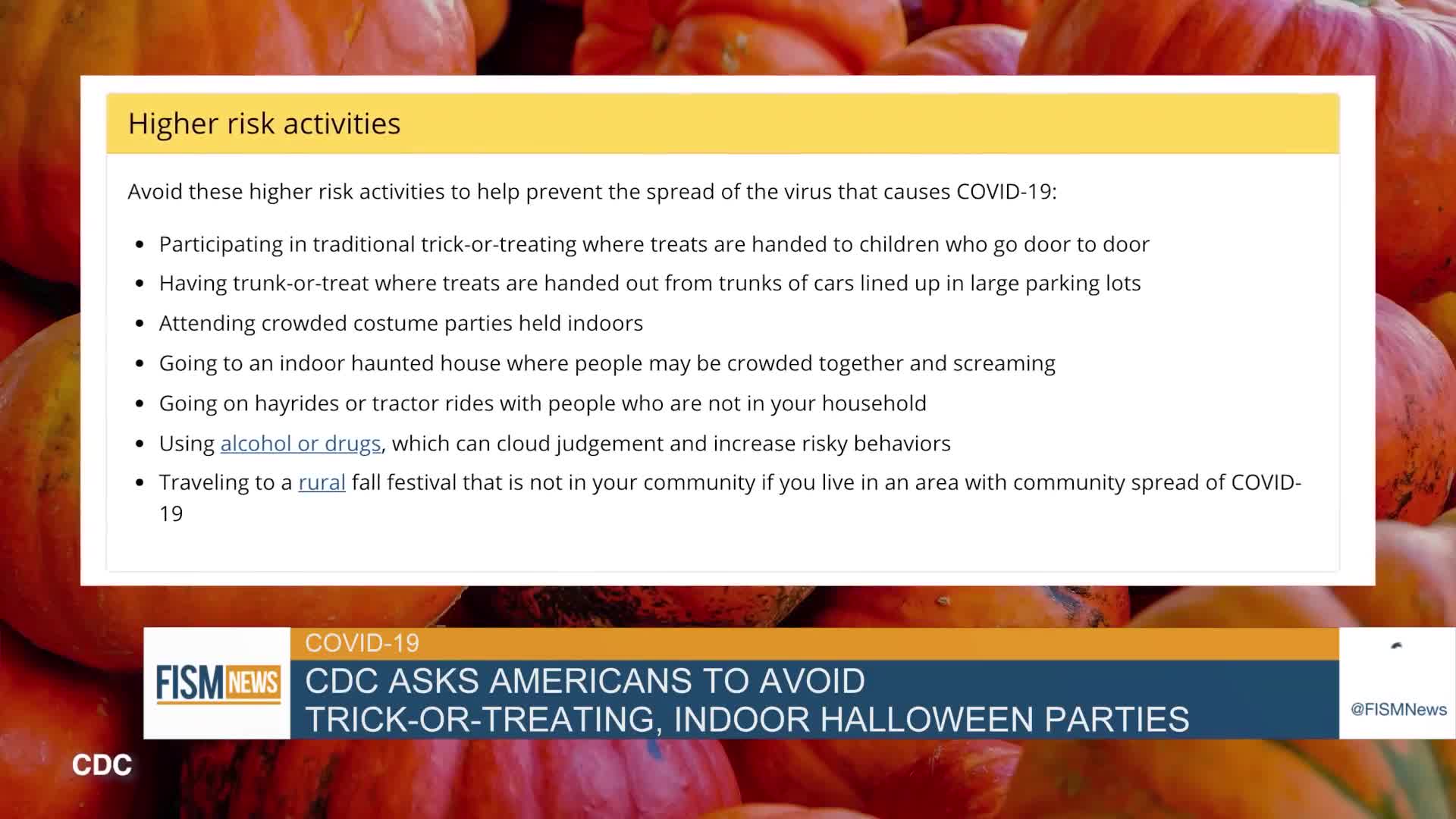 CDC Asks Americans To Avoid Trick-Or-Treating And Indoor Halloween Parties