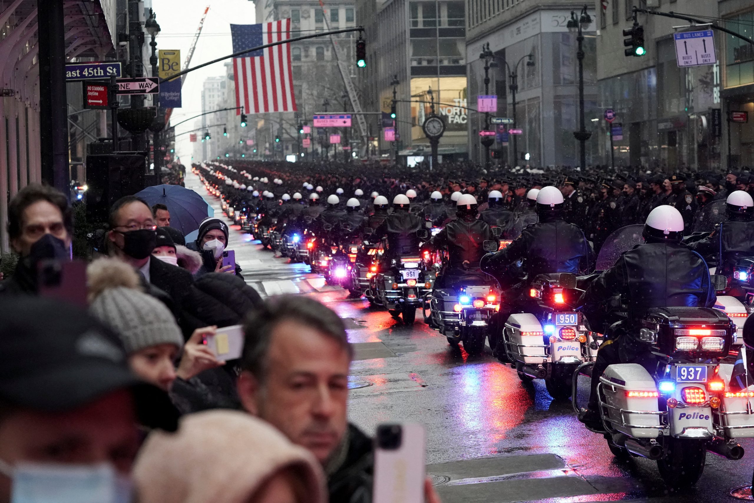 Thousands honor slain New York police officer at Manhattan funeral Friday