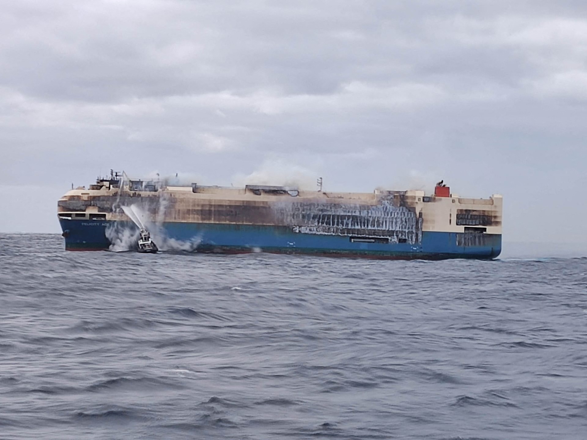 Fire on ship carrying Porsches and Bentleys near Azores beginning to subside