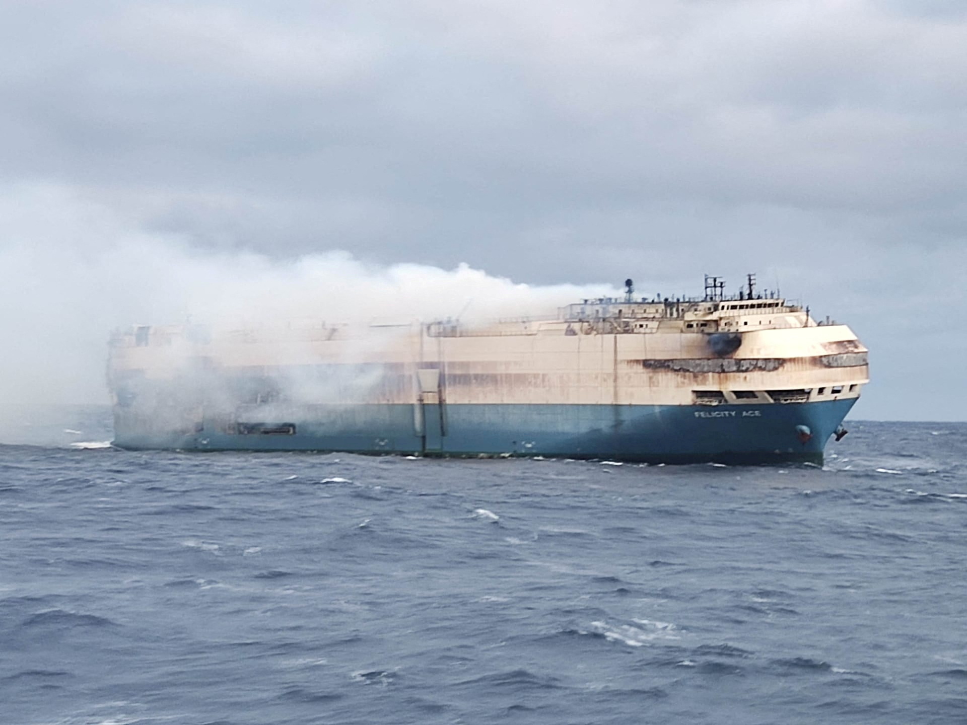 Burnt-out cargo ship with luxury cars sinks off Portugal’s Azores