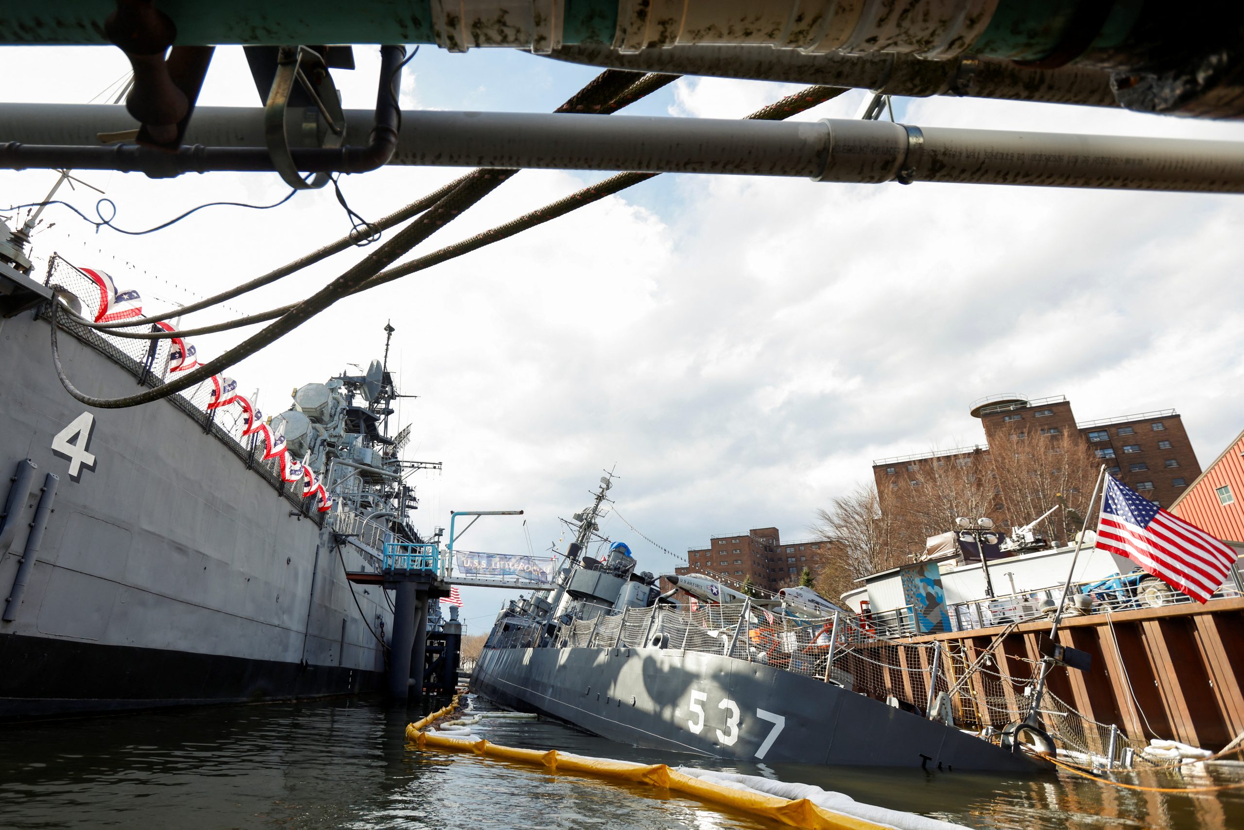 Crews work to save historic WW2 battleship