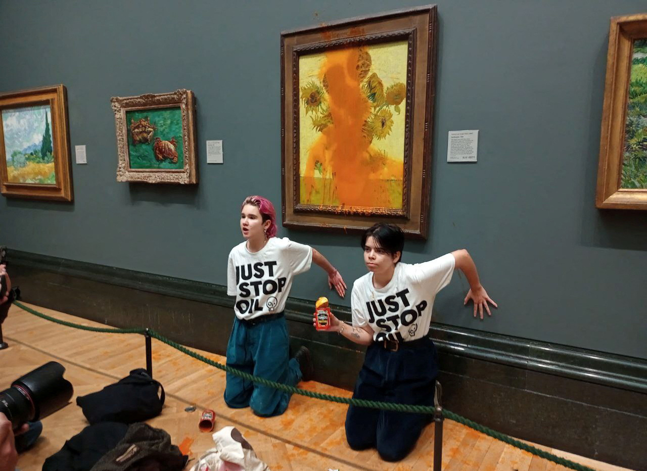 UK police charge two women after soup thrown at van Gogh’s ‘Sunflowers’