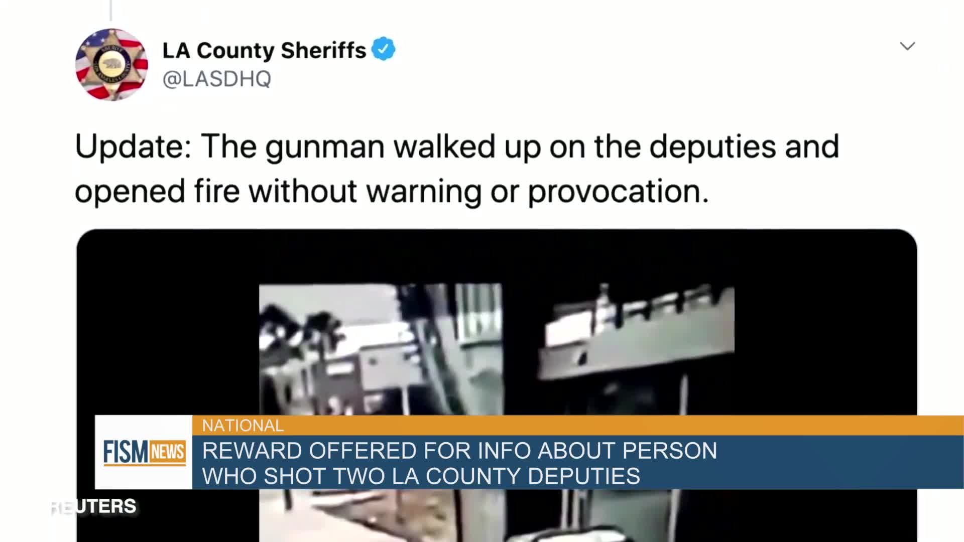 Reward Offered For Info About Shooter Of Two LA County Deputies