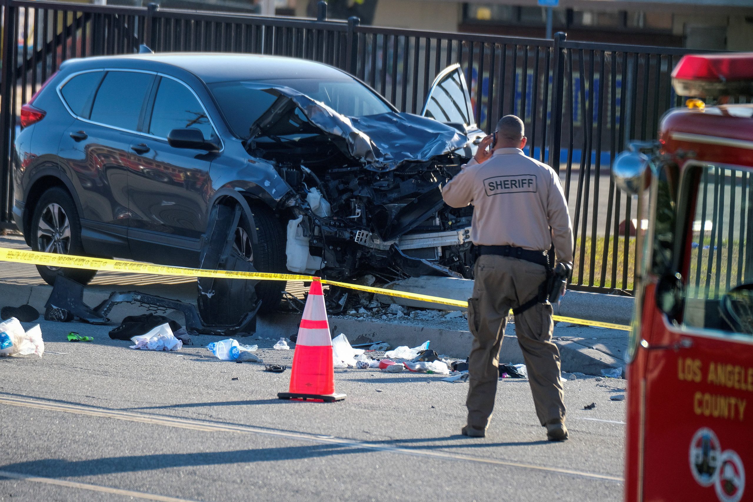 Car crashes into Los Angeles sheriff’s recruits on training run