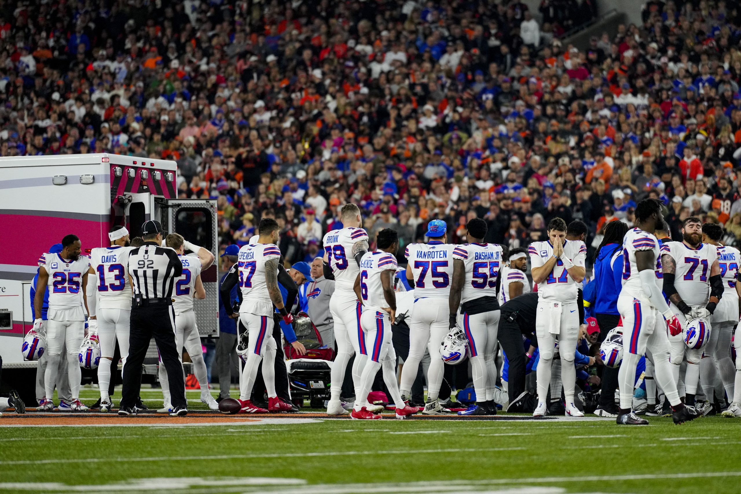 Bills player Damar Hamlin suffers cardiac arrest on field, NFL postpones game