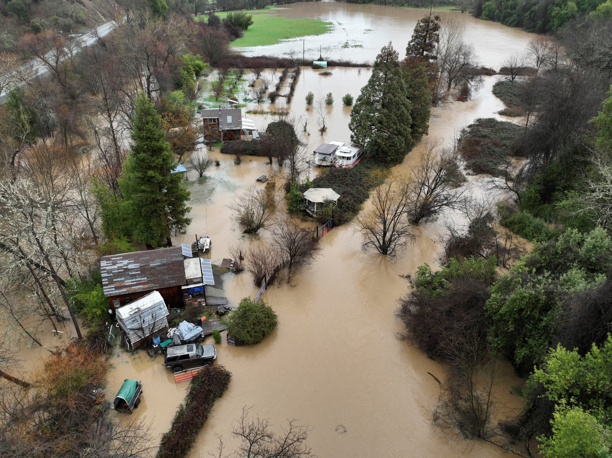 High winds, torrential rains lash California, killing at least two