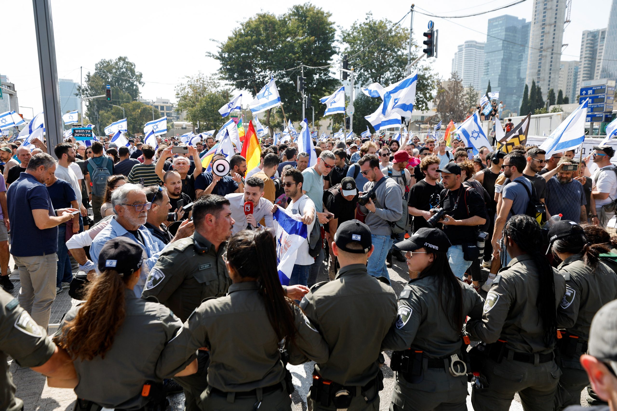 Stun grenades, arrests on ‘day of disruption’ protest over Israel’s judicial overhaul