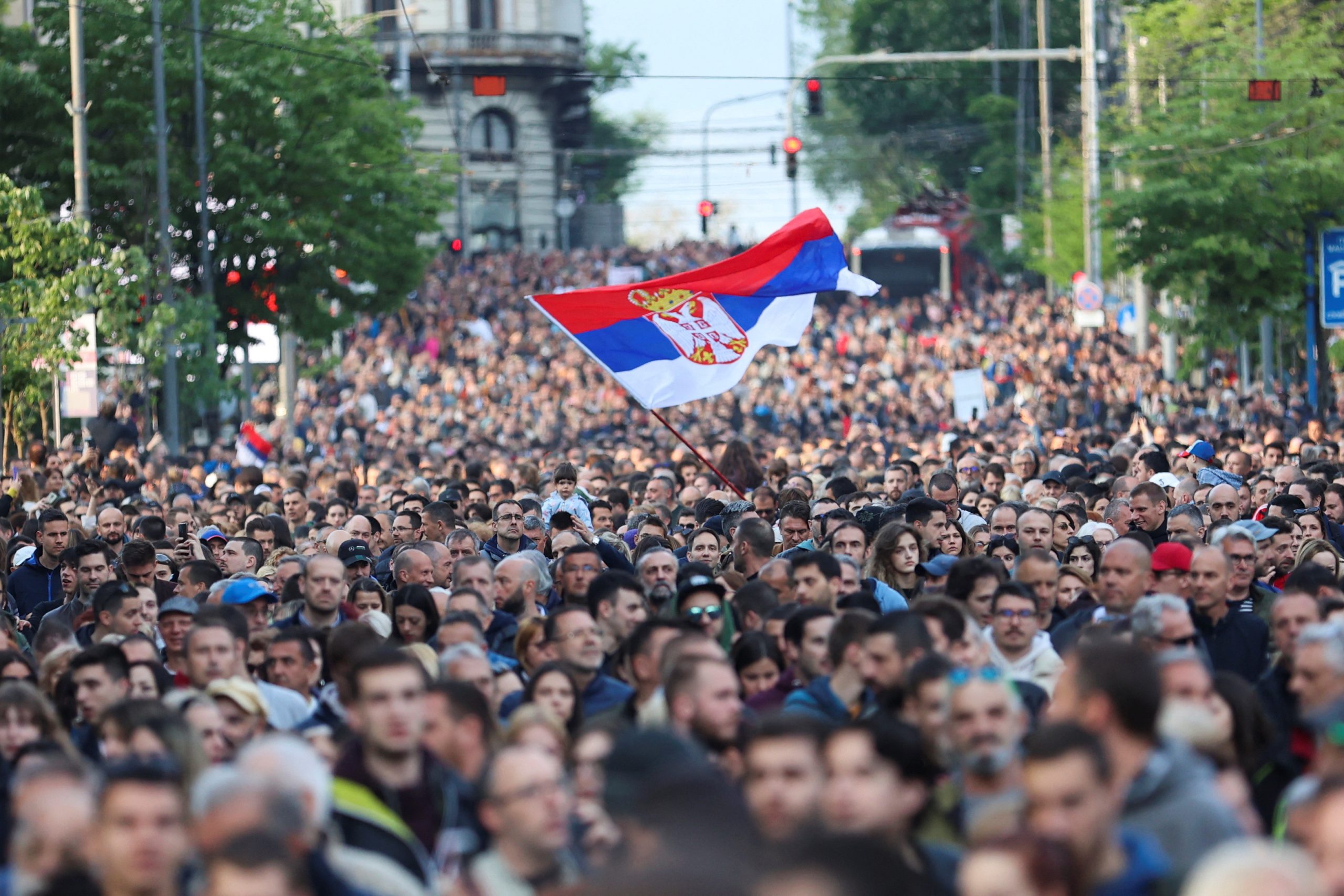 After two mass shootings, Serbians rally against violence