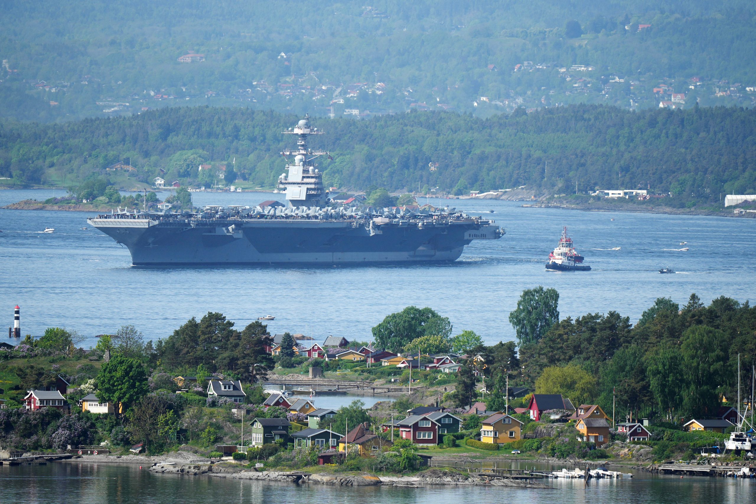 Largest US aircraft carrier sails into Oslo for NATO exercises