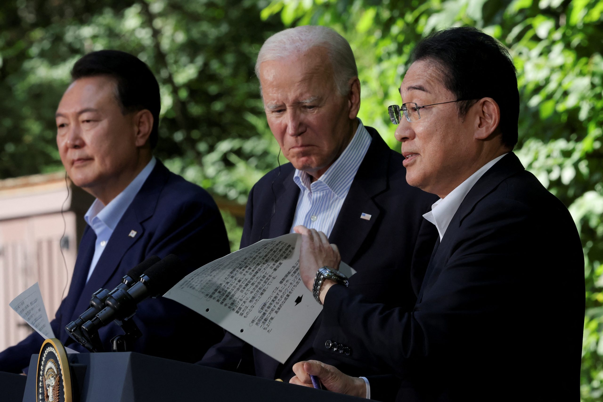 U.S., Japan, and South Korea present united front against China