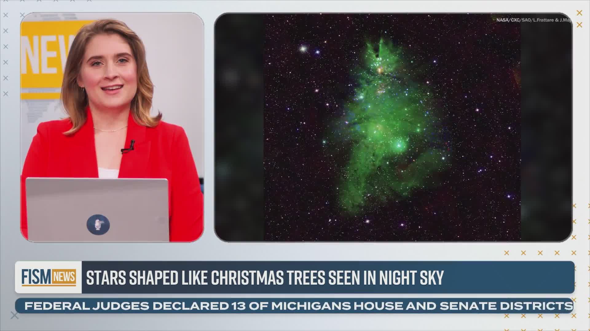 Stars shaped like Christmas Trees seen in night sky